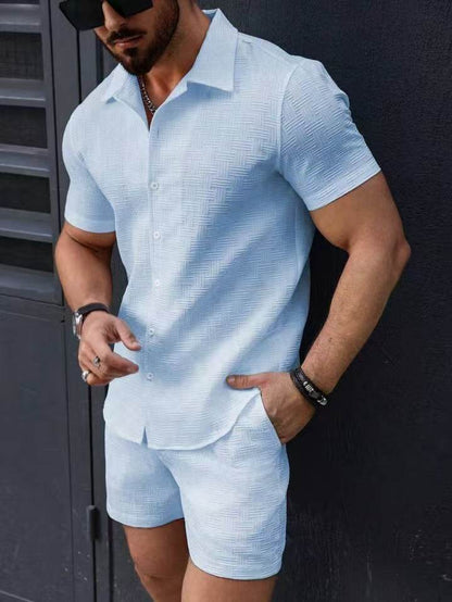 Men's Casual Two-Piece Suit - Summer Short-Sleeved Shirt & Shorts Set - Buy Center