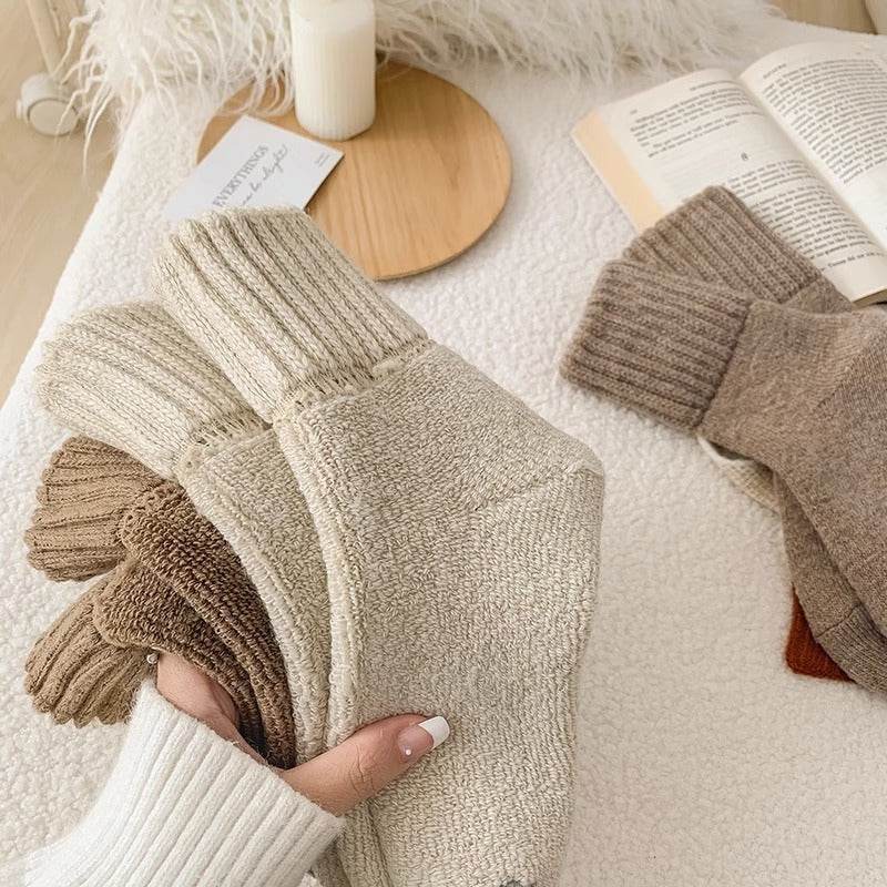 Women's Thick Fluffy Loop Socks - Cozy Black, Beige, Khaki Styles - Buy Center