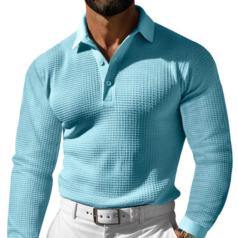 Buycenter Casual Lapel Button T-shirt - Long Sleeve, Multiple Colors Available - Buy Center
