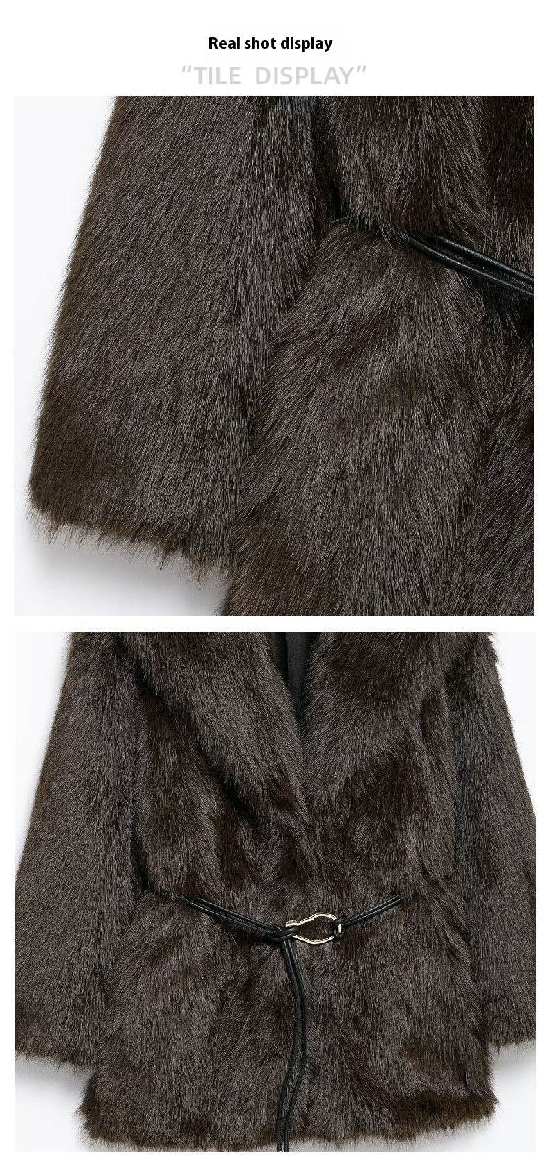 New Faux Fur Lapel Coat - Stylish Waist Tight Jacket for Chic Looks - Buy Center