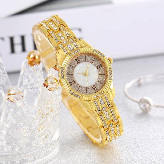 Buycenter Luxury Women's Bracelet Set - Diamond-Embedded Quartz Watch - Buy Center