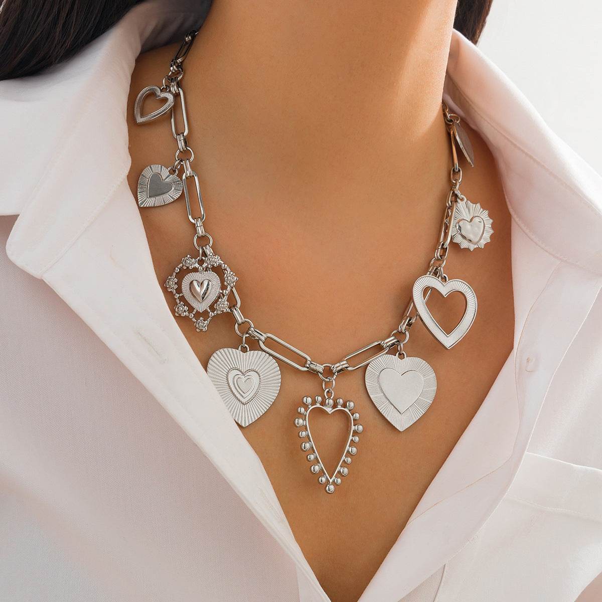Cold Love Heart Pendant Necklace - Elegant Gold O-Ring Chain for Women - Buy Center