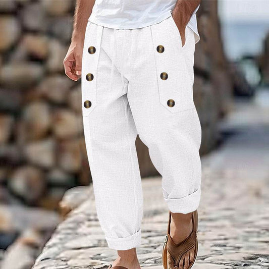 Hawaii Beach Men's Cotton Linen Trousers - Stylish Casual Pants 2025 - Buy Center