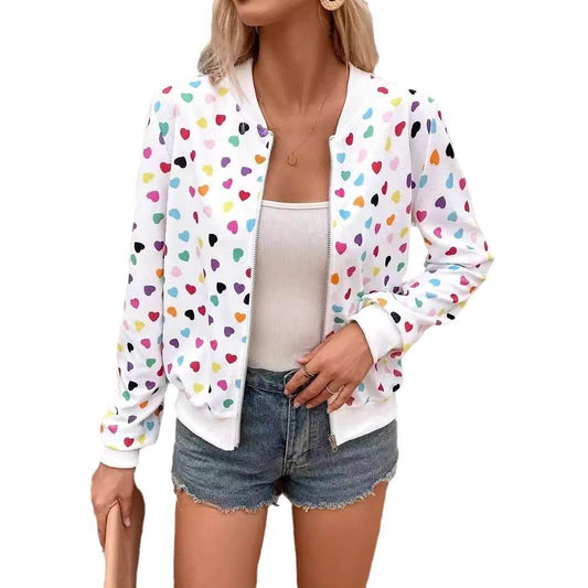Trendy Colorful Printed Zipper Jacket for Women - Lightweight & Stylish - Buy Center