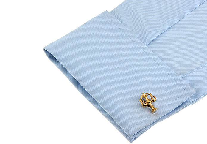 Earthy Gold Scale Balance Cufflinks - Elegant Copper Design for Men - Buy Center