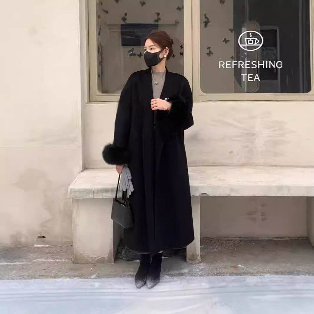 Women's Reversible Cashmere Coat - Elegant Long Lapel & Stylish Design - Buy Center