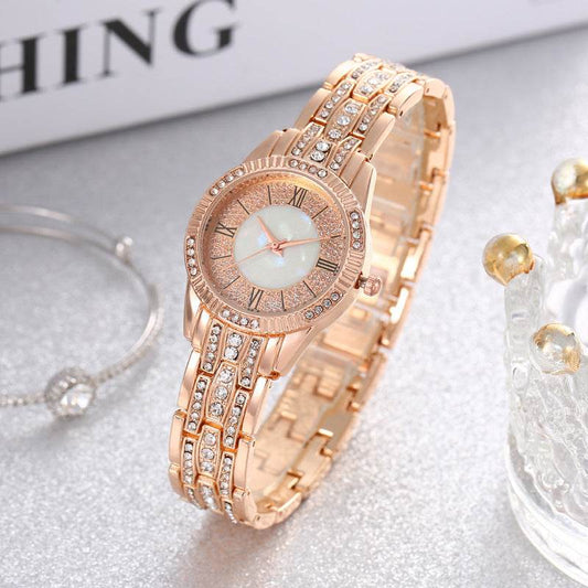 Buycenter Luxury Women's Bracelet Set - Diamond-Embedded Quartz Watch - Buy Center