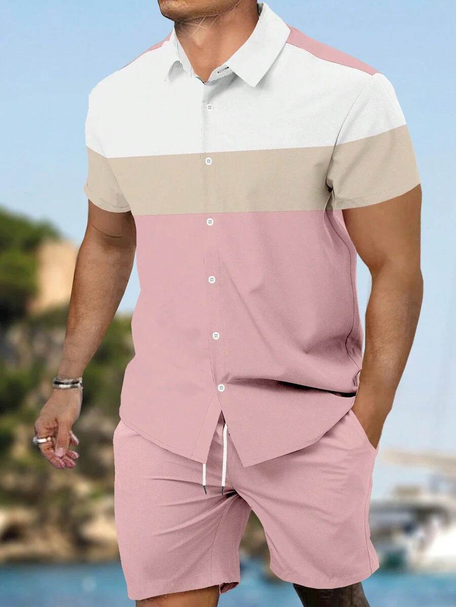 Men's Loose Casual Geometric Short Shirt - Lightweight & Breathable Summer Style - Buy Center