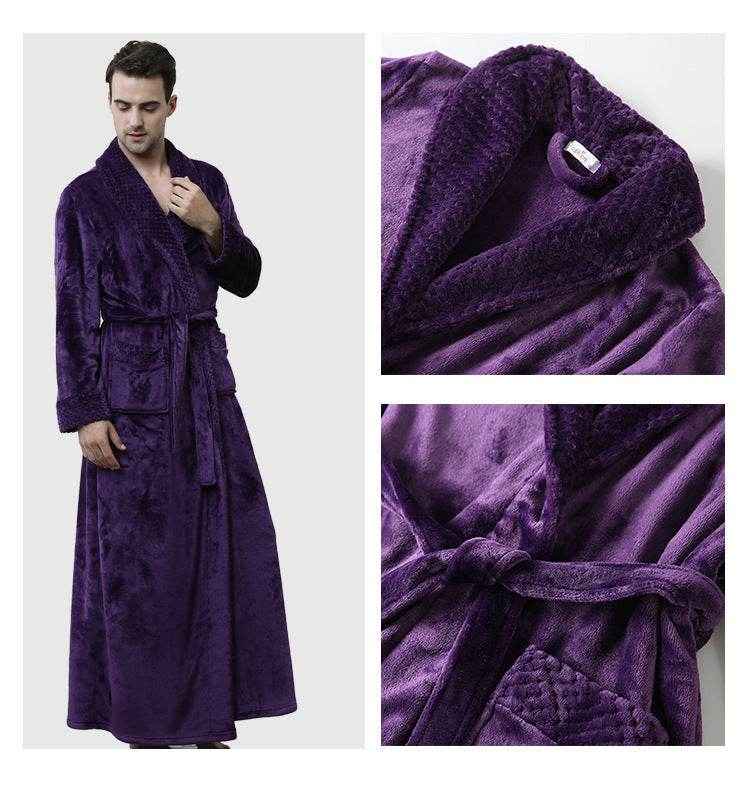 Men's Coral Fleece Nightgown - Warm Winter Pajamas & Lounge Wear