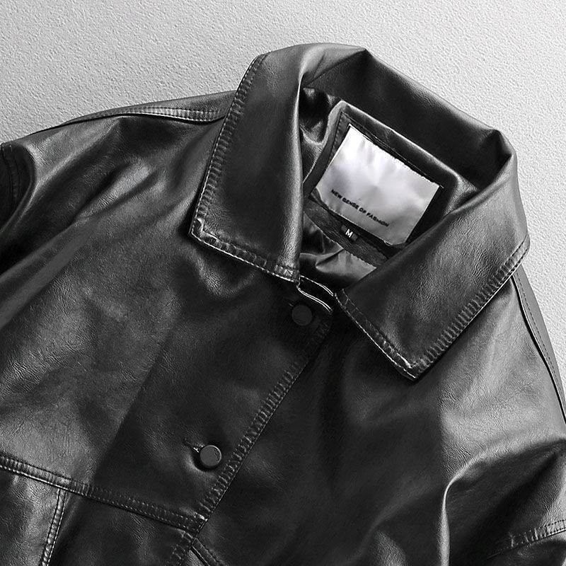 Trendy Loose Motorcycle Clothing - Genuine Leather for Spring & Autumn - Buy Center