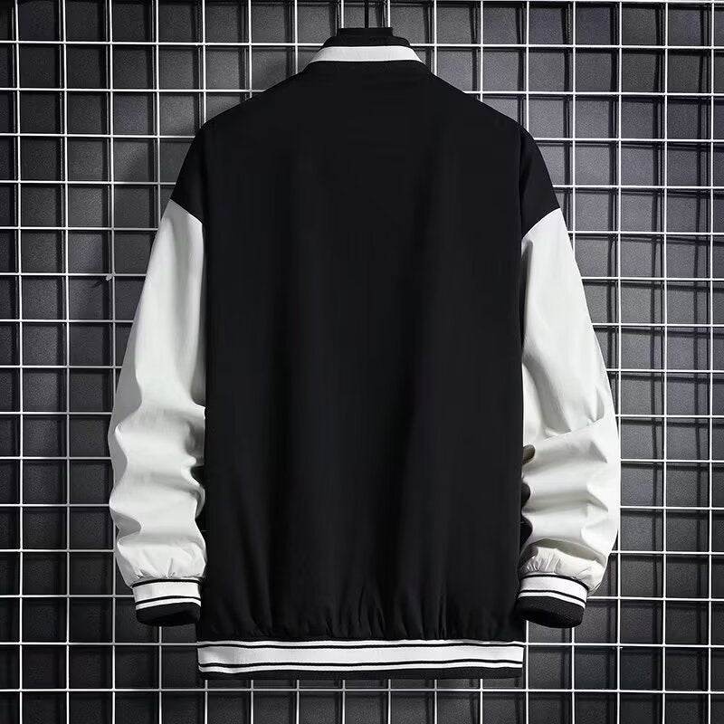 Junior High School Baseball Jacket - Stylish Black & White Hong Kong Design - Buy Center