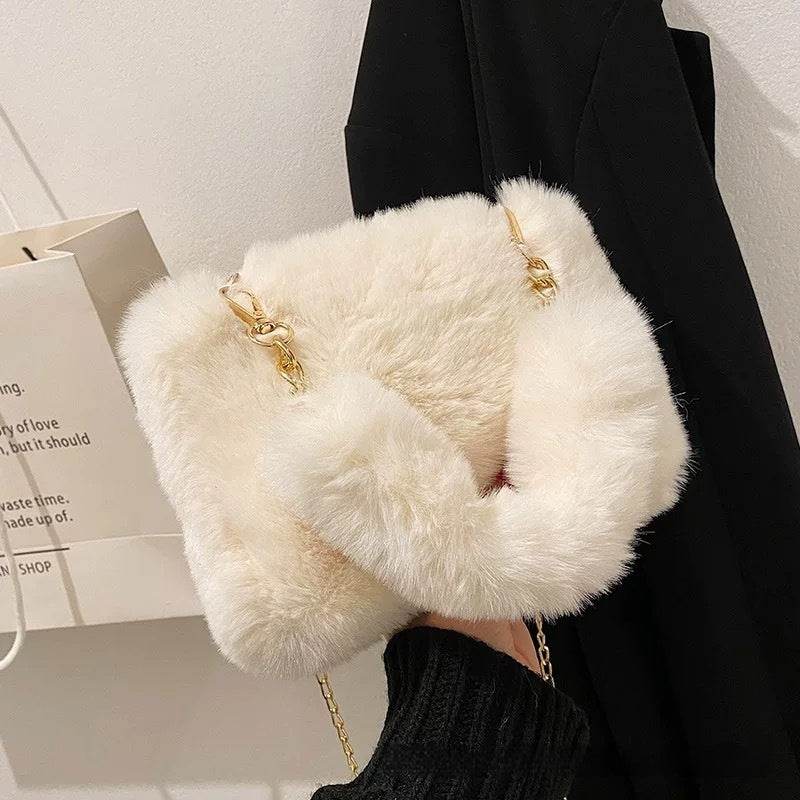Stylish Square Plush Chain Bag - Soft Shoulder Bag for Urban Fashion - Buy Center
