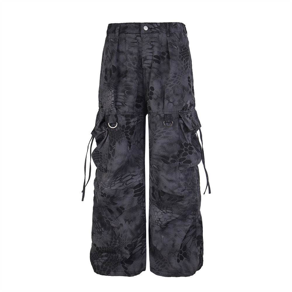 Loose Design Wide Leg Cargo Pants - Stylish Camouflage Mopping Trousers - Buy Center