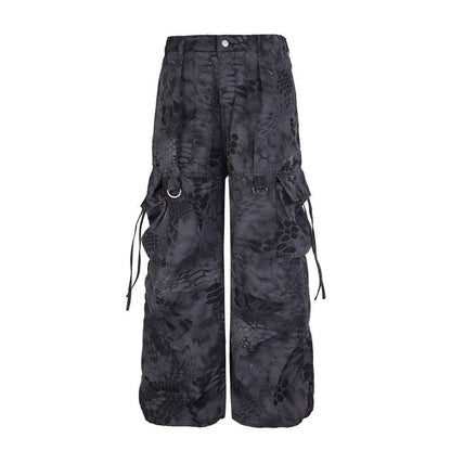 Loose Design Wide Leg Cargo Pants - Stylish Camouflage Mopping Trousers - Buy Center