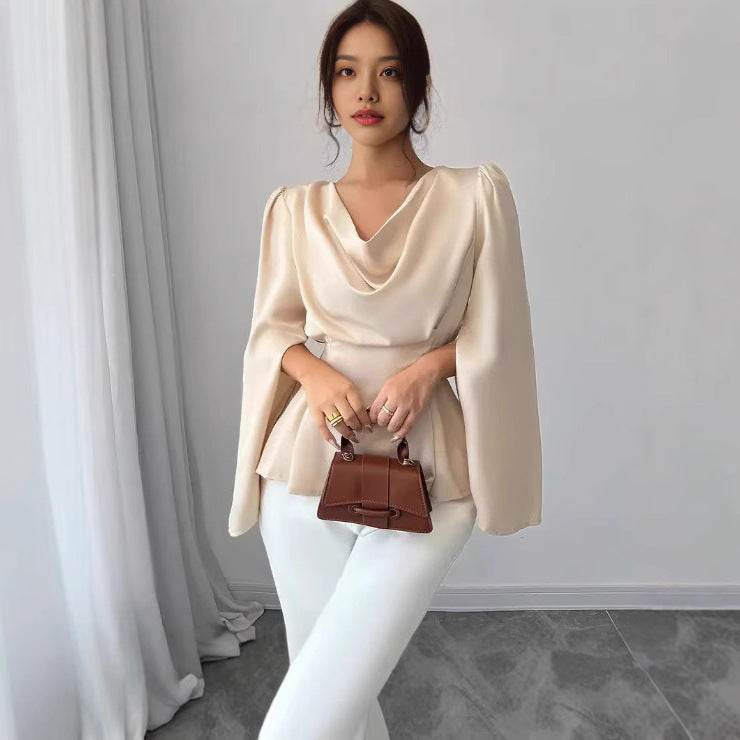 Women's Satin Flare Sleeve Shirt - Elegant Blouse for Modern Style 2025 - Buy Center