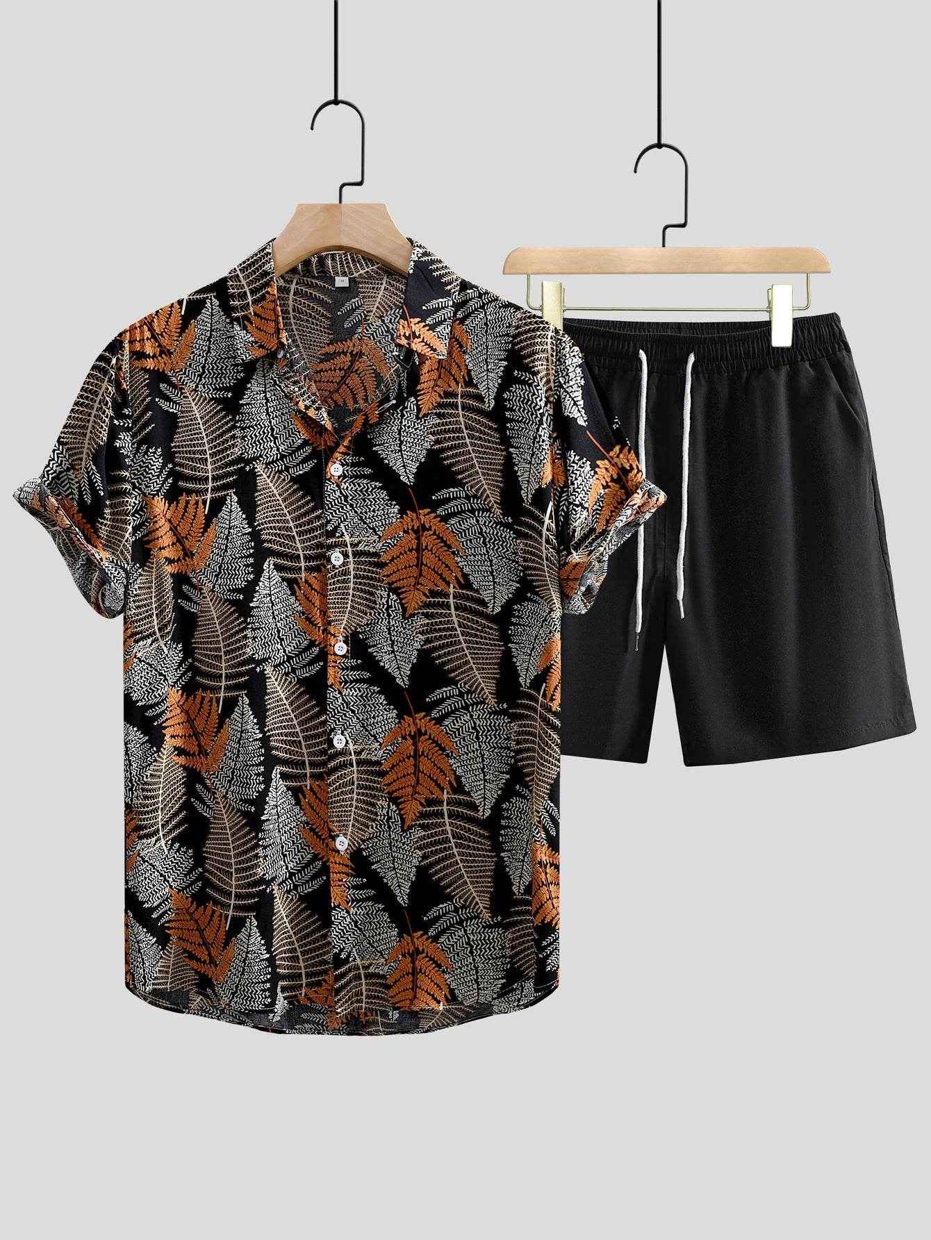 Men's Casual Short Sleeve Shirt Outfit - Trendy Prints & Comfort