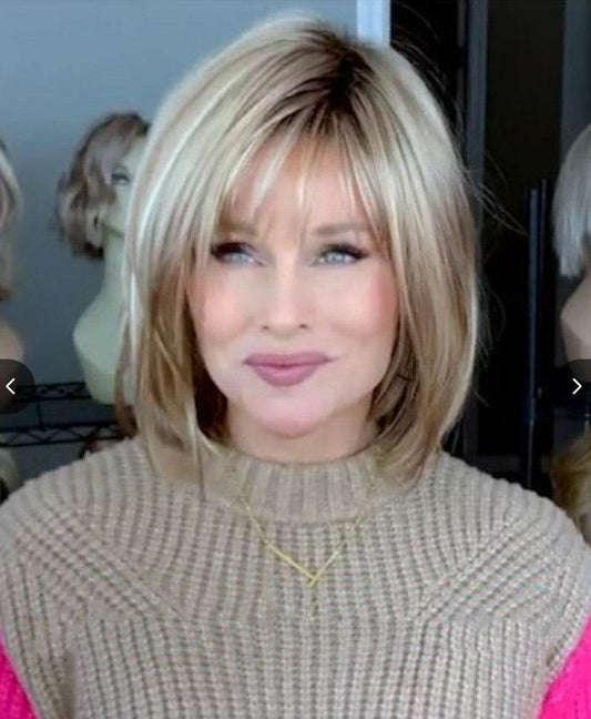 Ladies Bobo Head Wig - Golden Gradient Brown, Stylish & Versatile Hair - Buy Center