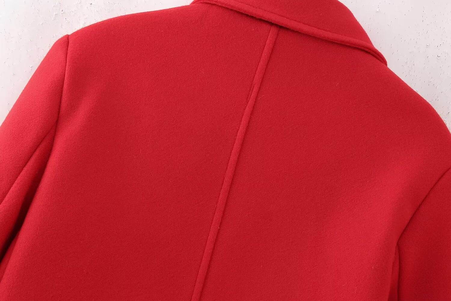 Buycenter Double Breasted Red Overcoat - Stylish Women's Wool Blend Coat - Buy Center