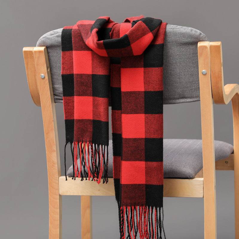 British Plaid Cashmere Scarf - Stylish Tassels, Perfect for Couples & Families - Buy Center