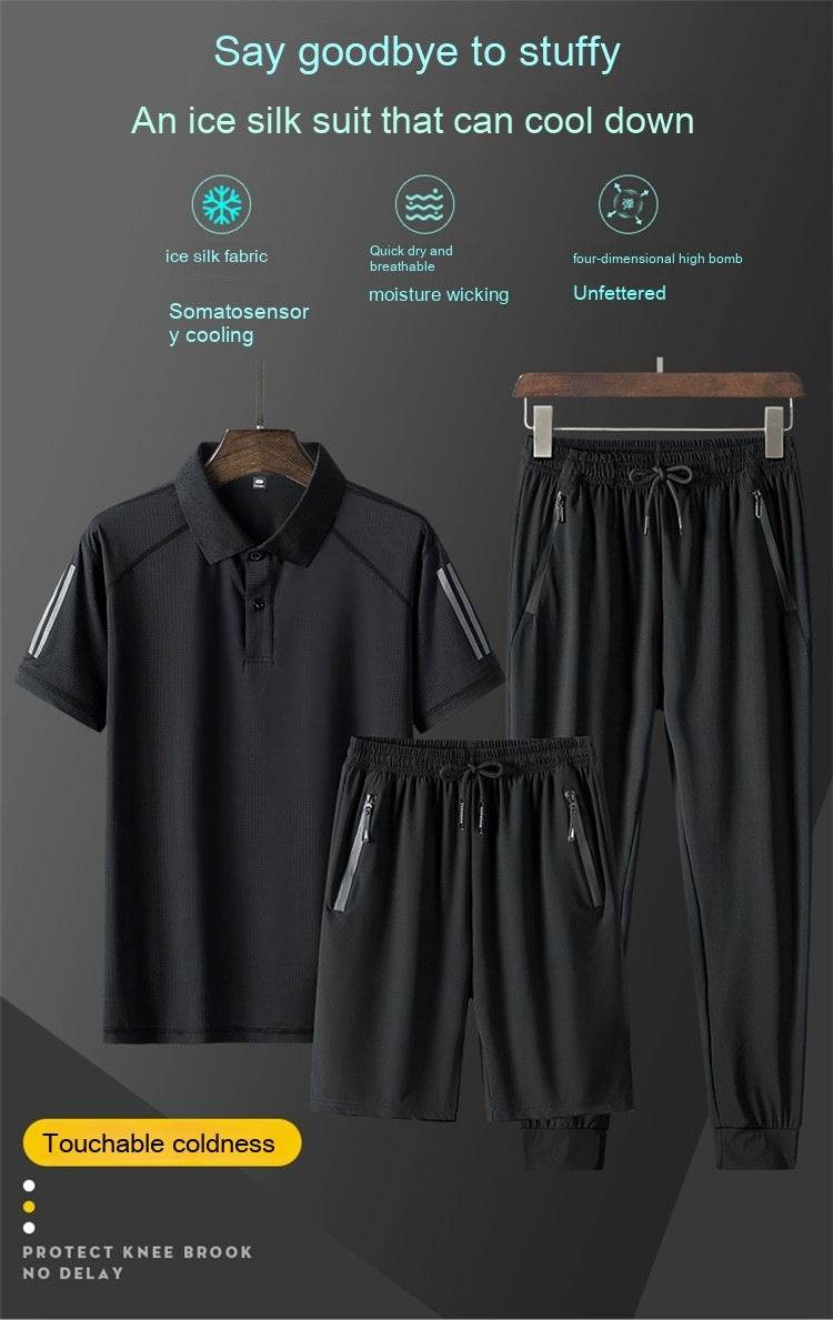 Men's Summer Ice Silk Casual Suit - Comfortable and Breathable Loungewear - Buy Center