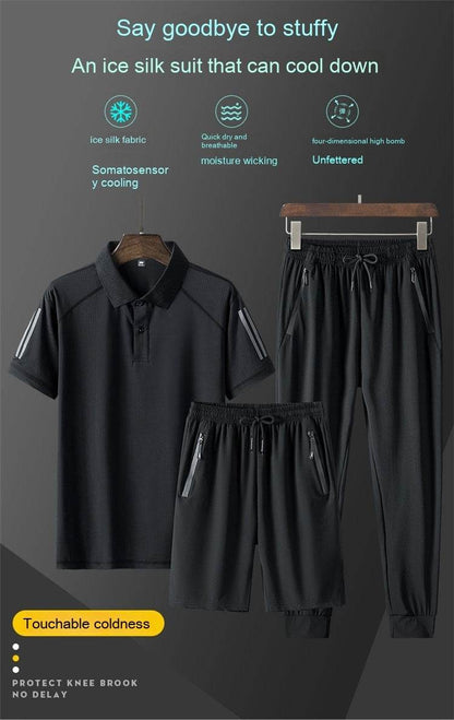 Men's Summer Ice Silk Casual Suit - Comfortable and Breathable Loungewear - Buy Center