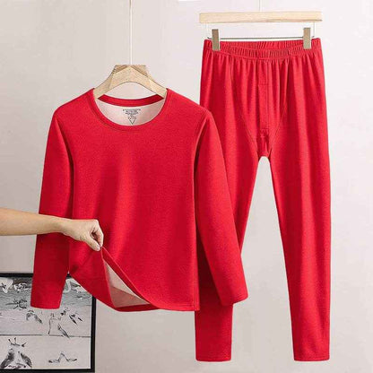 Men's Fleece-Lined Thermal Underwear - Round Neck Long Johns for Winter