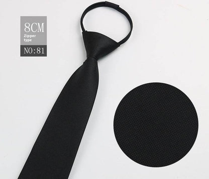Black Striped Blue Business Tie - Lazy Zip Closure for Easy Wear - Buy Center