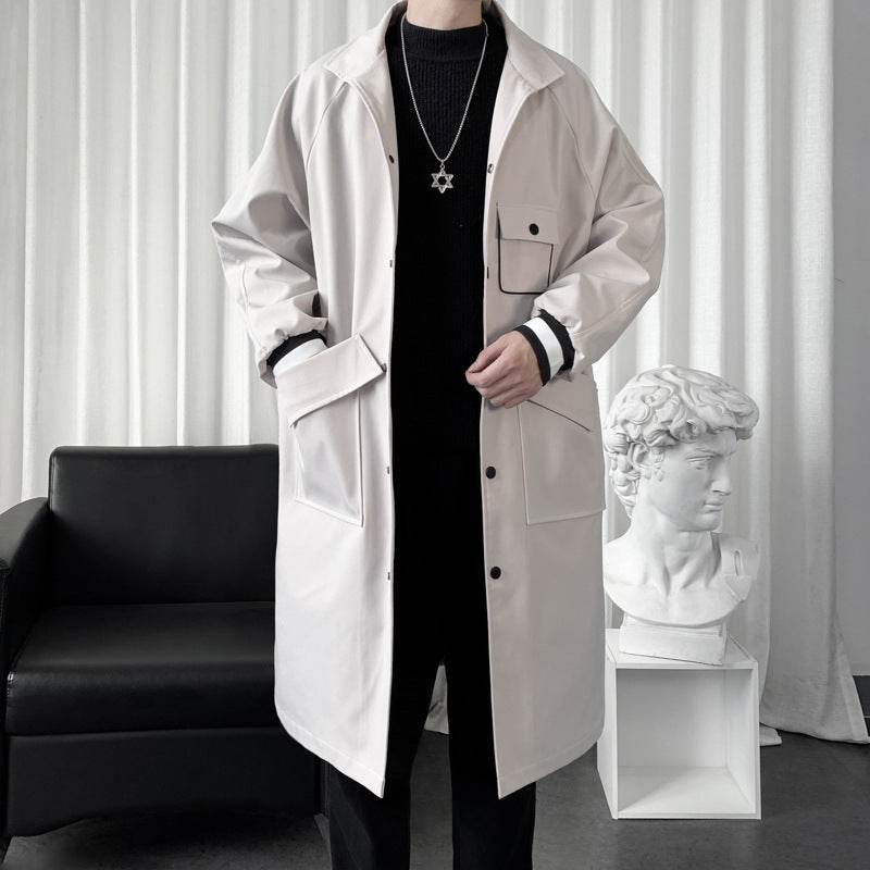 Men's Mid-Length Overknee Overcoat - Stylish Wool Blend with Pockets - Buy Center