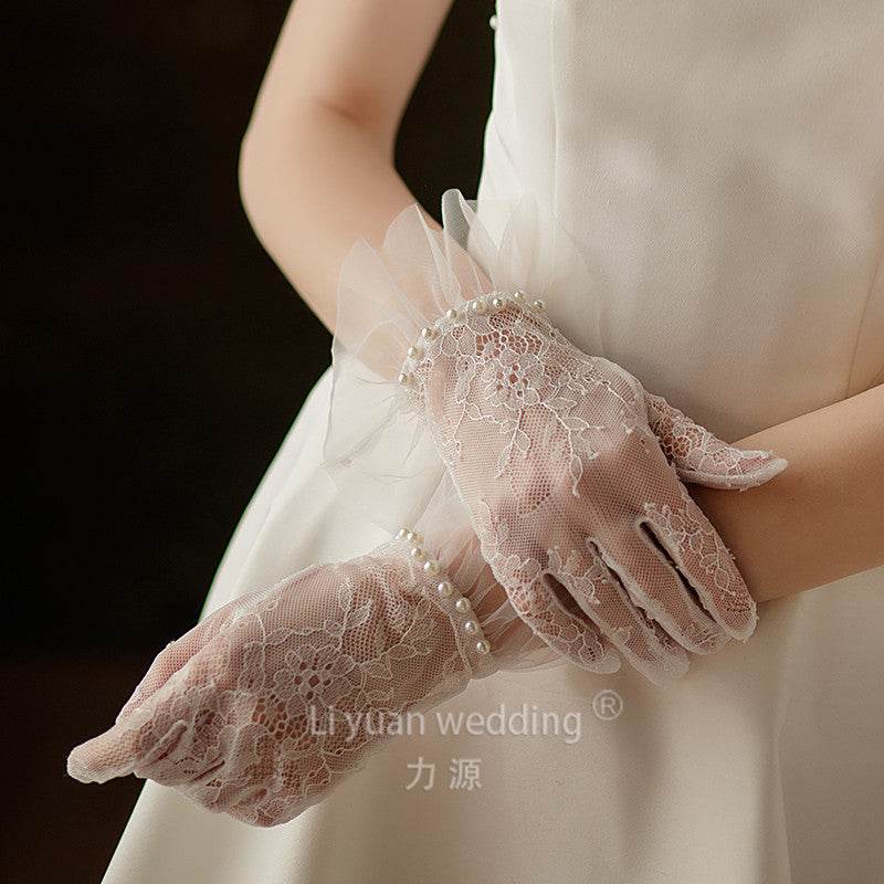 Women's Exquisite Lace Pearl Gloves - Elegant Chic Style for Every Occasion - Buy Center