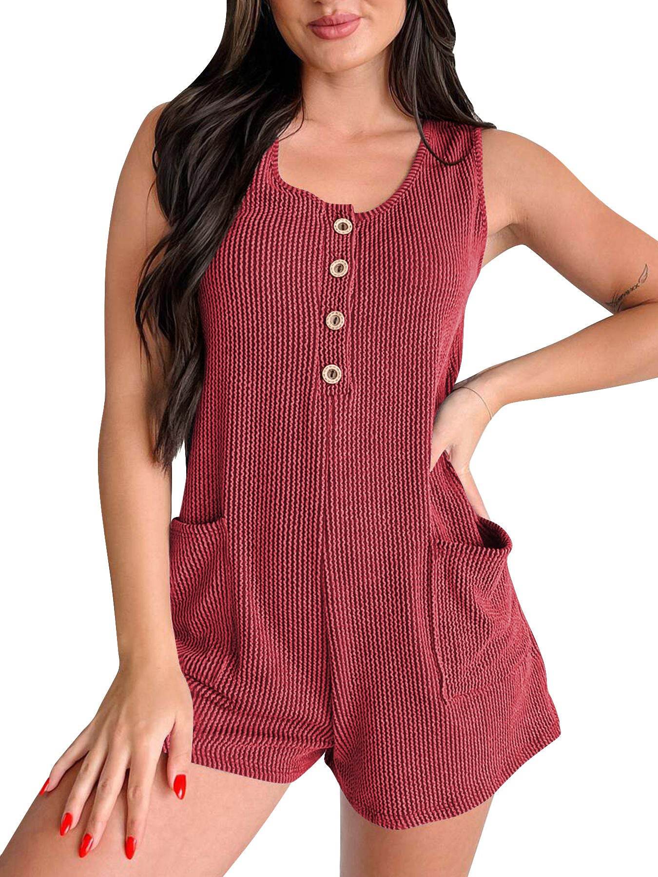 Contrast Color Striped Sleeveless Vest Jumpsuit - Stylish & High Elasticity - Buy Center
