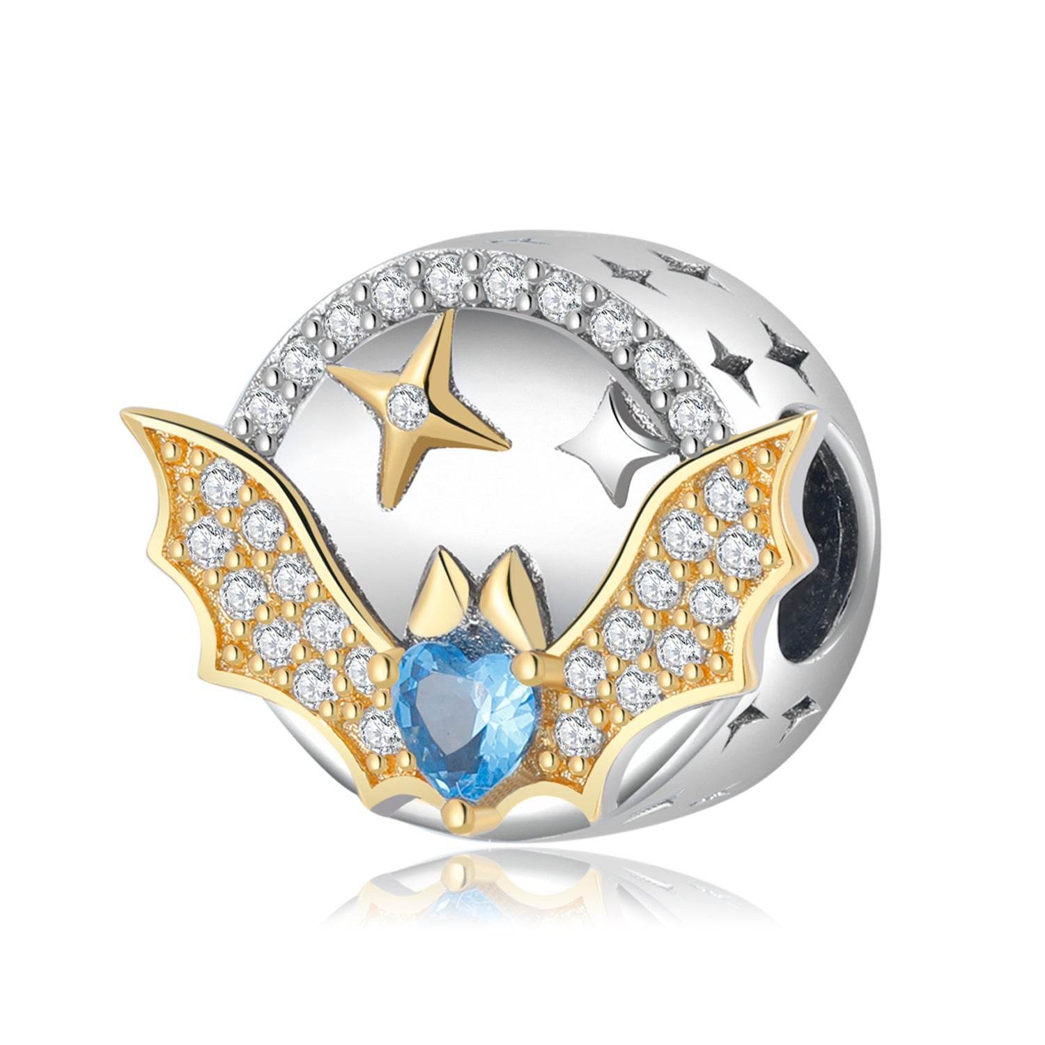 Sparkling Bat Beads - 925 Silver Halloween Jewelry Crafting Accessory - Buy Center