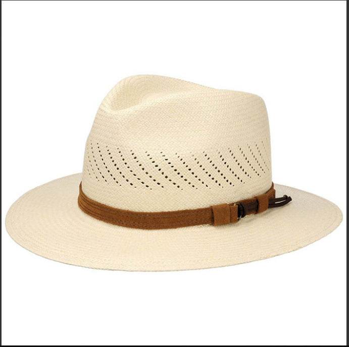 Striped Bow Flat-Brimmed Jazz Straw Top Hat - Adjustable & Stylish Sun Protection - Buy Center