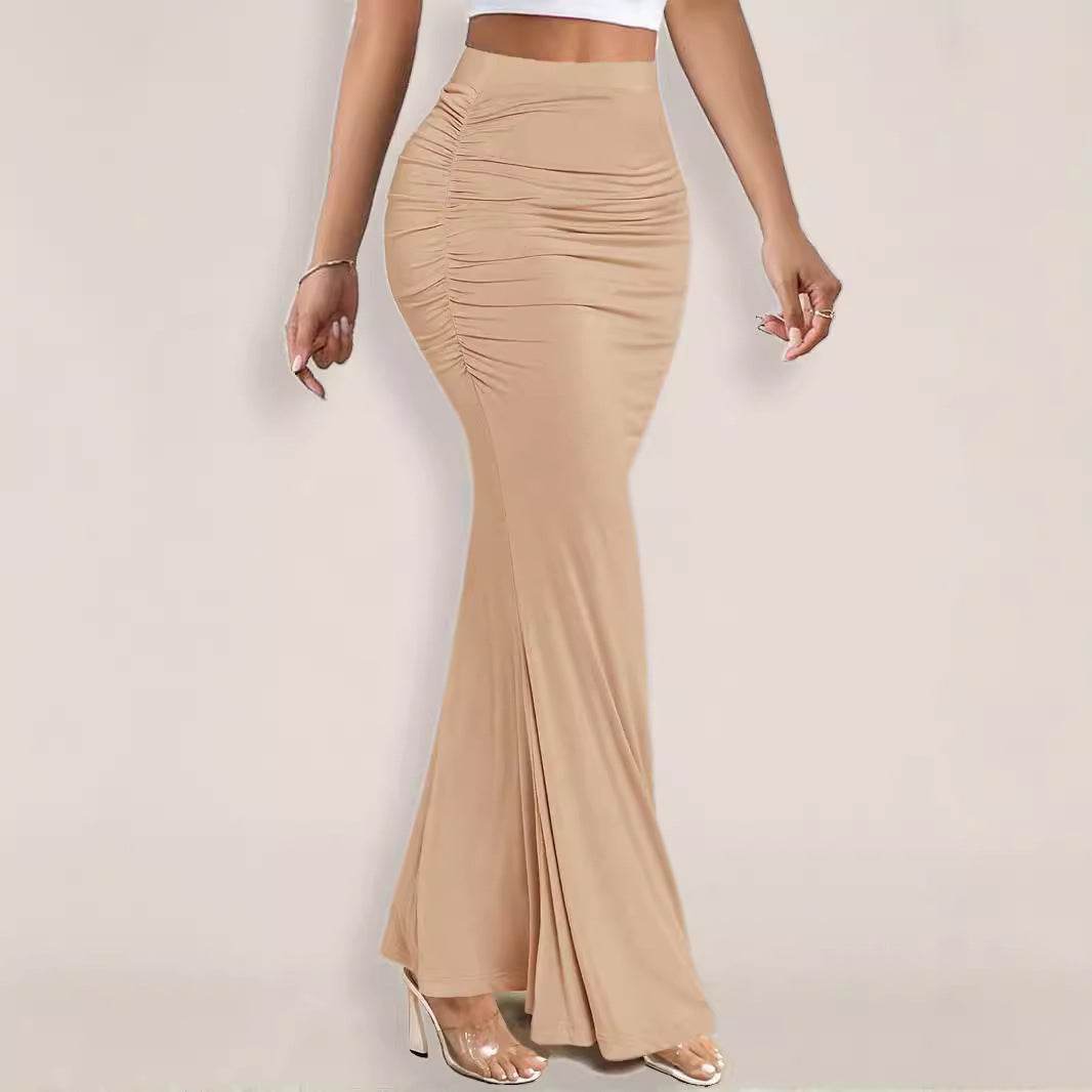 Sexy Slim Hip Pleated Long Dress - European & American Style Fashion - Buy Center