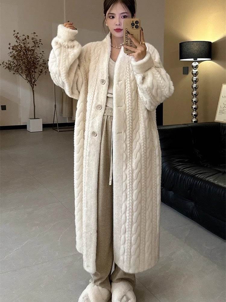Buycenter Elegant Twist Mink Coat - Faux Fur for Women in Cream & Brown - Buy Center