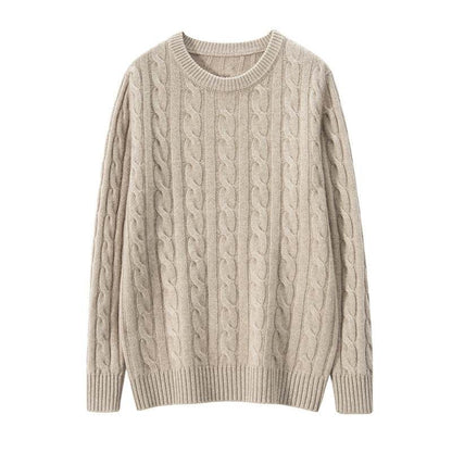 Pure Cashmere Men's Round Neck Sweater - Trendy Pullover for Comfort - Buy Center