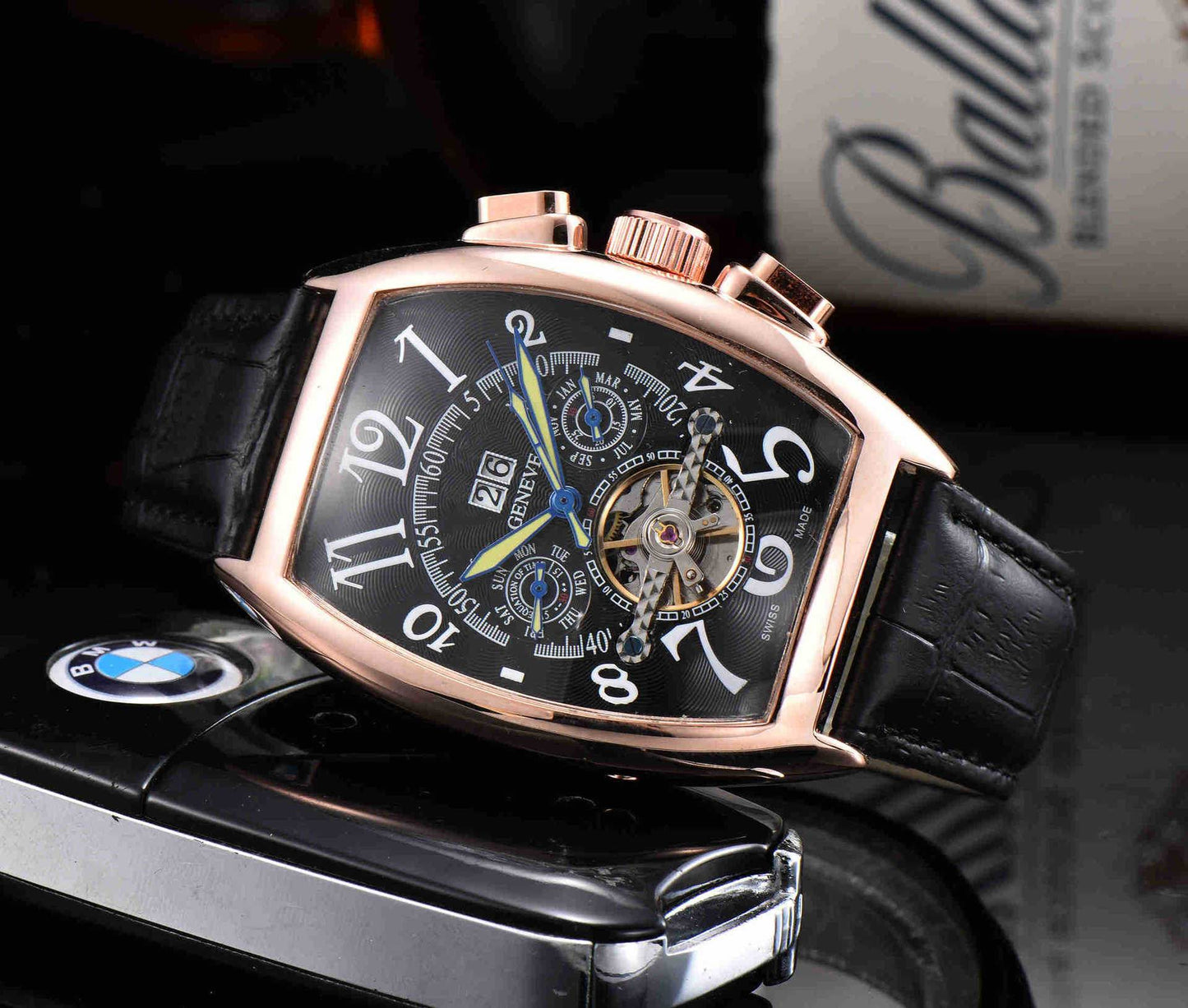 Buy Center Men's Mechanical Business Watch - Wooden Barrel, Sapphire Crystal - Buy Center