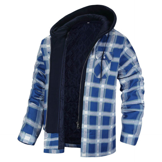 Men's Thick Plaid Hooded Jacket - Stylish Cardigan, Loose Fit for Winter - Buy Center