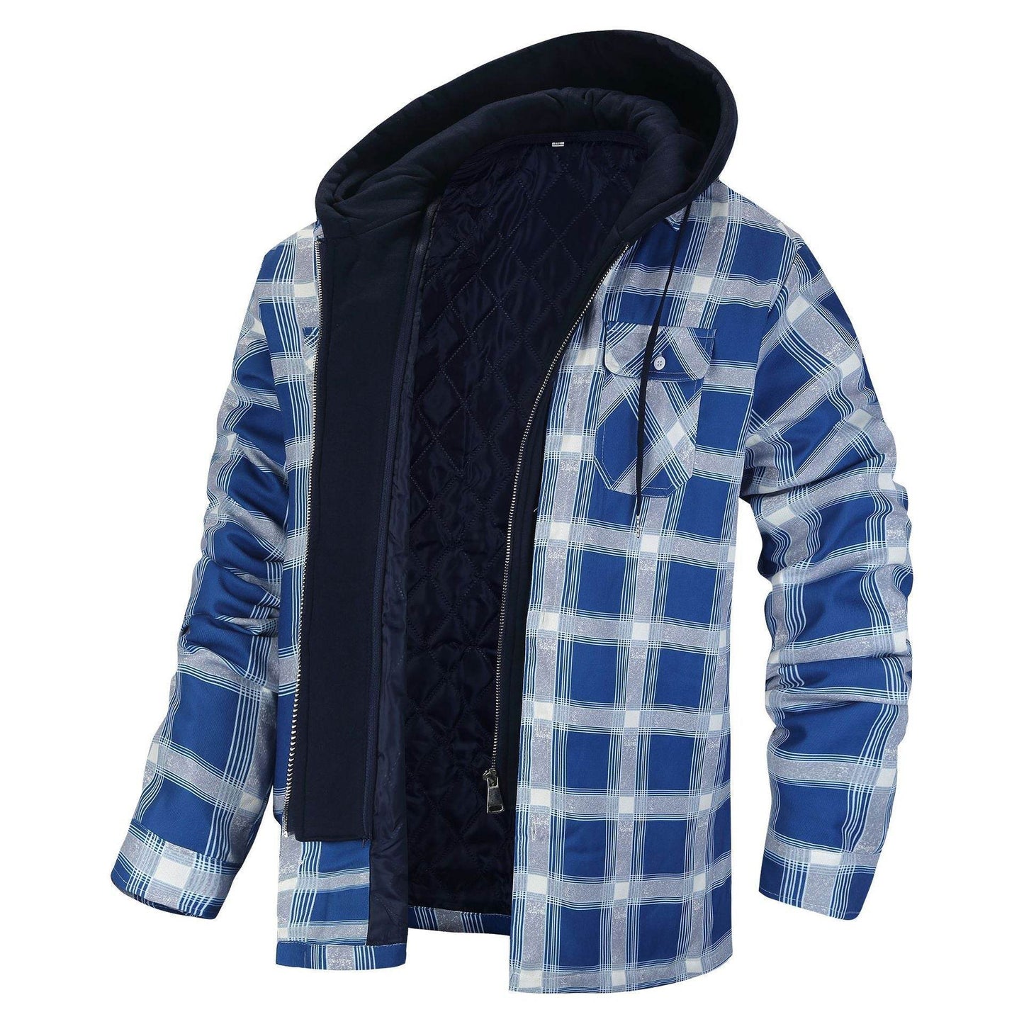 Men's Thick Plaid Hooded Jacket - Stylish Cardigan, Loose Fit for Winter - Buy Center