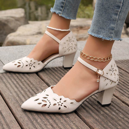 Stylish Women's High-Heeled Sandals - Casual Mid Heel Comfort - 2025 - Buy Center
