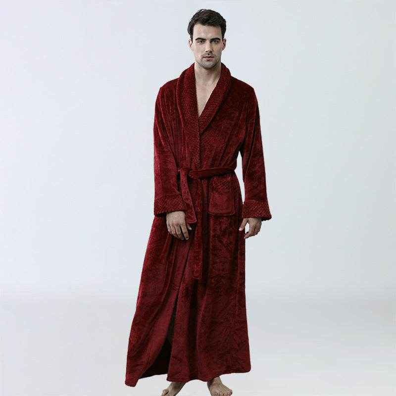 Men's Coral Fleece Nightgown - Warm Winter Pajamas & Lounge Wear