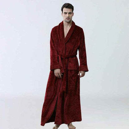 Men's Coral Fleece Nightgown - Warm Winter Pajamas & Lounge Wear