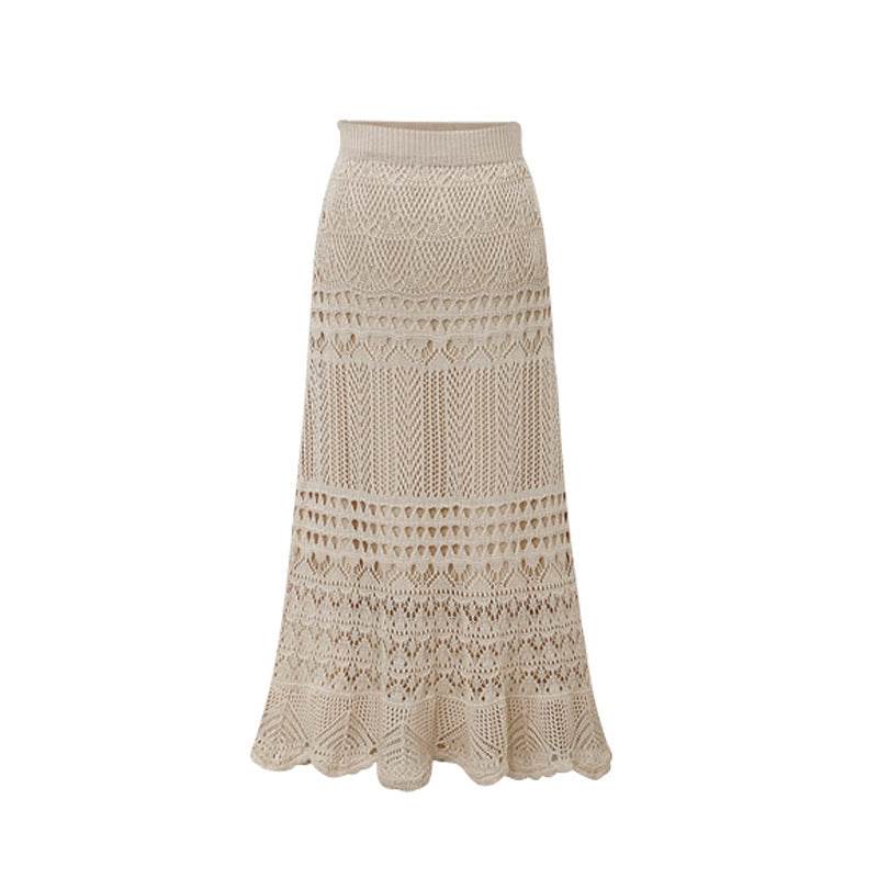Elegant Plus Size Crocheted Hollow Knit Dress - Floral Design, 2025 Style - Buy Center