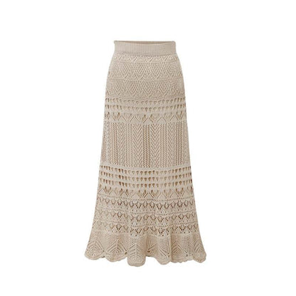 Elegant Plus Size Crocheted Hollow Knit Dress - Floral Design, 2025 Style - Buy Center