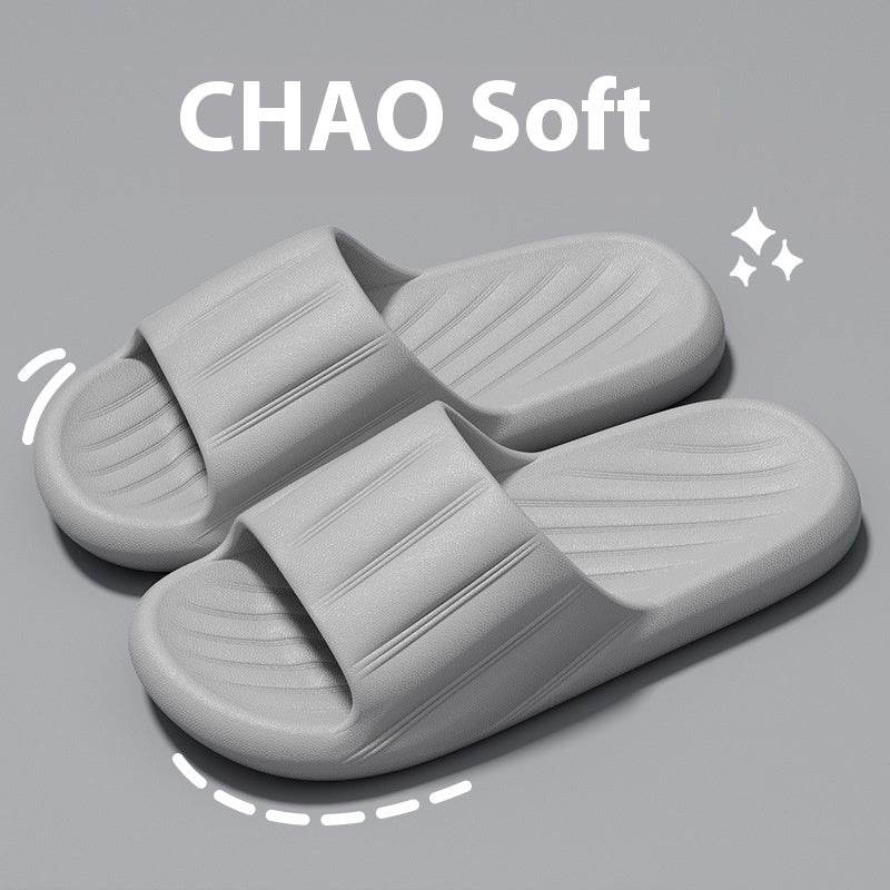 Fashion Solid Color Striped Slippers - Non-slip Thick Bottom for Couples - Buy Center
