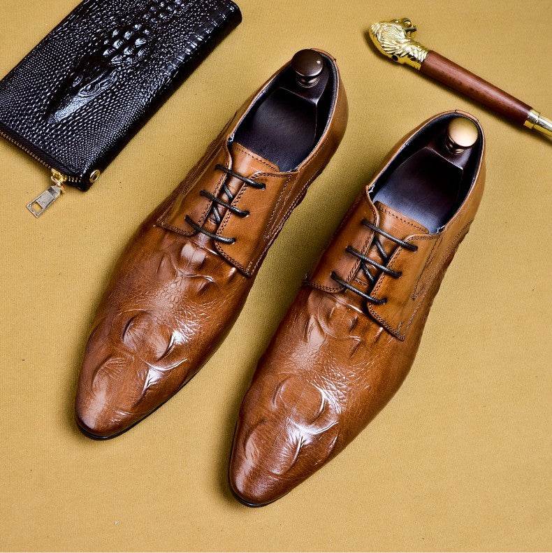 Buycenter Men's Business Suit Shoes - Pointed Leather, Comfortable Fit - Buy Center