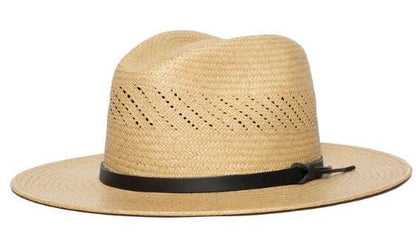 Striped Bow Flat-Brimmed Jazz Straw Top Hat - Adjustable & Stylish Sun Protection - Buy Center