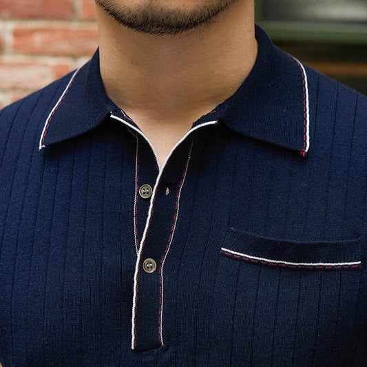 Buycenter Casual Short-Sleeved T-Shirt for Men - Navy Blue & White - Buy Center