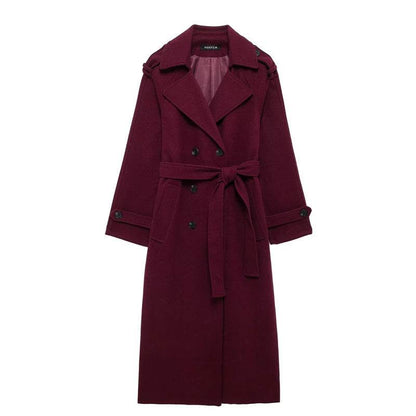 Women's Double Breasted Woolen Coat - Stylish & Warm for Winter 2025 - Buy Center