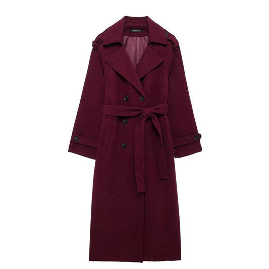 Women's Double Breasted Woolen Coat - Stylish & Warm for Winter 2025 - Buy Center