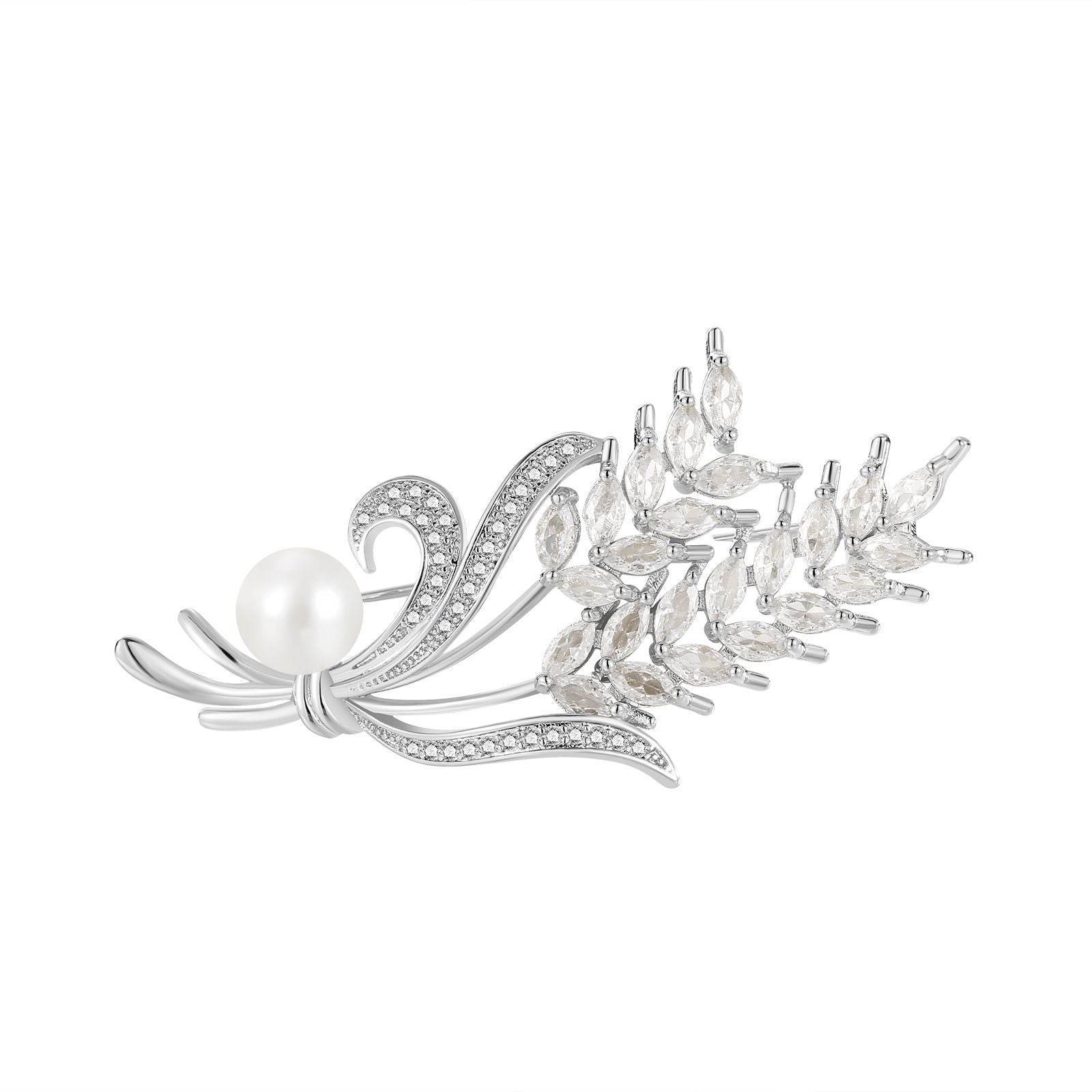 Buy Center Wheat Style Flower Brooch - Elegant Copper Decoration - Buy Center